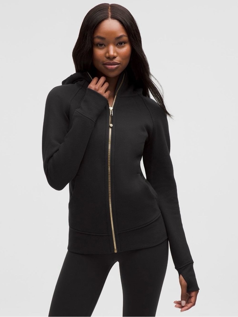 SOLDLululemon Scuba Hoodie Black Gold Hardware
Size 2 Authentic